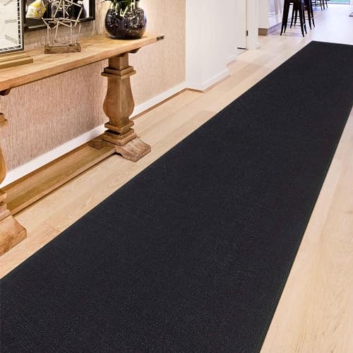 Machine Washable Modern Solid Design Non-Slip Rubberback 3x10 Traditional Runner