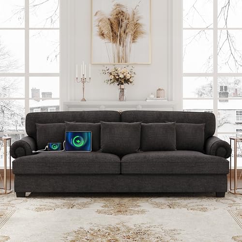 HIFIT Comfy Sofa Couch with 2 USB Charging Ports, 3-Seater