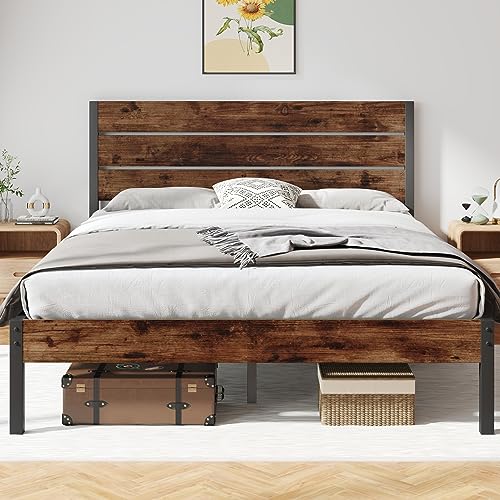 Fluest Queen Bed Frame with Headboard and Footboard, with Under