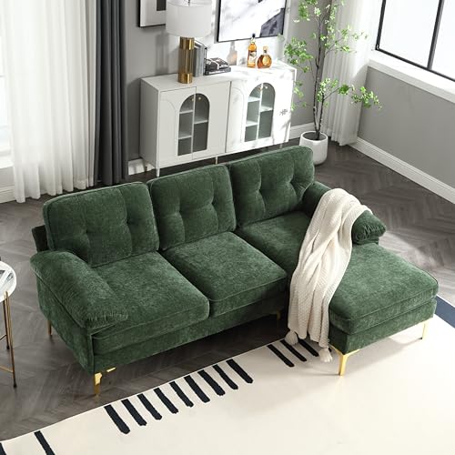 Tmsan 83.8" Small Convertible L Shaped Sofa Couch, Modern Chenille