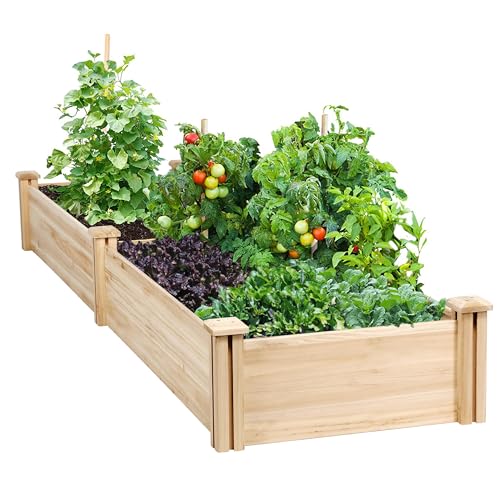 Yaheetech 8×2ft Wooden Horticulture Raised Garden Bed Divisible Elevated Planting