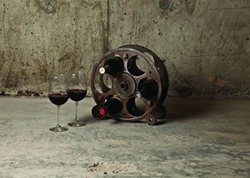 Foster & Rye 2755 Gears Countertop Rack and Wine Bottle Holder, Copper
