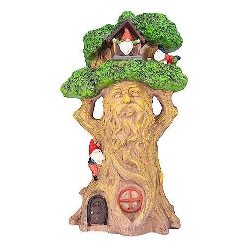 Ovewios Garden Gnome Treehouse Outdoor Decor, Large Garden Gnome House