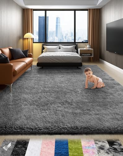 Ophanie Area Rugs for Bedroom Living Room, 4x6 Grey Fluffy