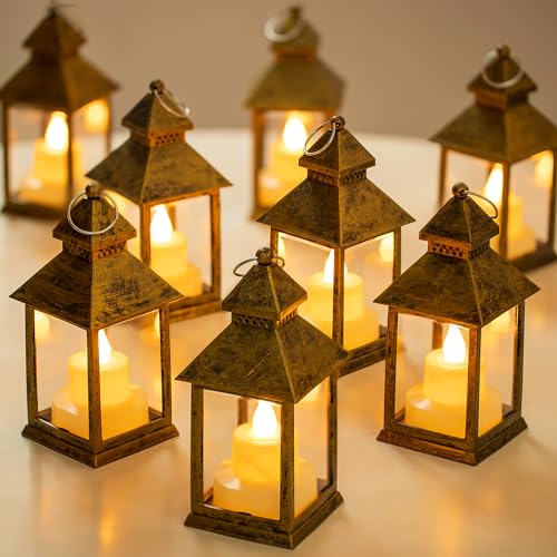 Romadedi Mini Lanterns Decorative for Centerpiece -10 PCS Hanging Small