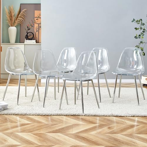 NicBex Dining Chairs Set of 6 Armless Crystal Clear Dining