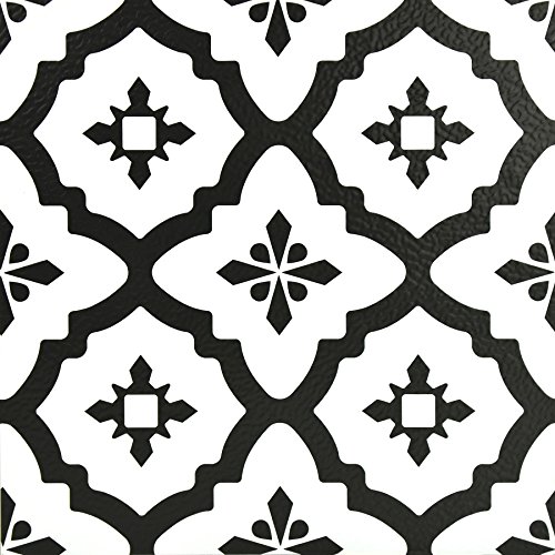 FloorPops FP2480 Comet Peel & Stick Floor Tiles, Black