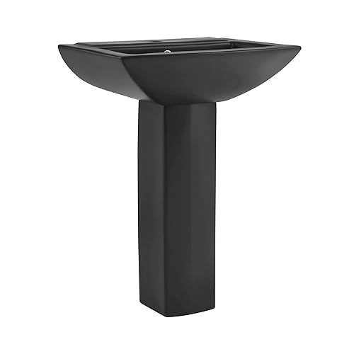 Sublime Square Two-Piece Pedestal Sink in Matte Black