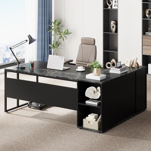 Tribesigns 71 inch Executive Desk, L Shaped Desk with Cabinet