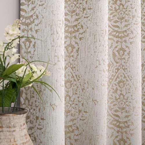 Taupe Geometric Curtains 84 Inches Long for Living Room 2