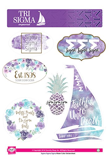 Sigma Sigma Sigma - Sticker Sheet - Watercolor Theme