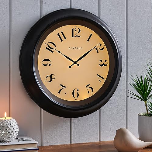 CLXEAST 18 Inch Large Modern Farmhouse Illuminated Wall Clock with