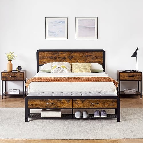 IDEALHOUSE 3 Piece Bedroom Set, Queen Size Bed Frame with