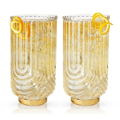 Viski Gatsby Highball Glass, Vintage Cocktail Glasses, Art Deco Drink