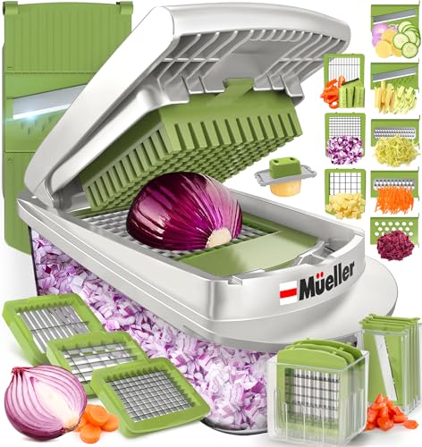 Mueller Pro-Series 10-in-1, 8 Blade Vegetable Chopper, Onion Mincer, Cutter,