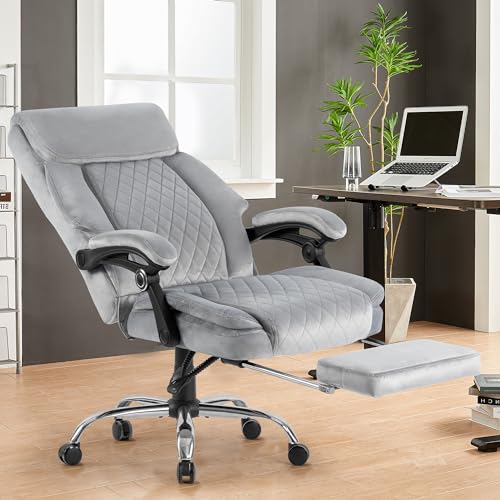 HOMYEDAMIC Velvet Ergonomic Office Chair with Footrest, Executive Computer Recliner