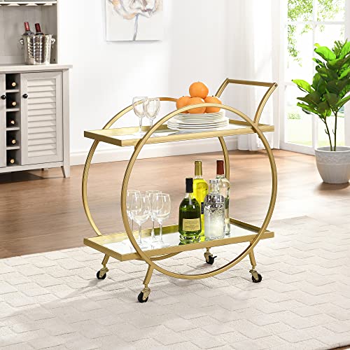 FirsTime & Co. Gold Odessa Bar Cart, 2 Tier Mobile