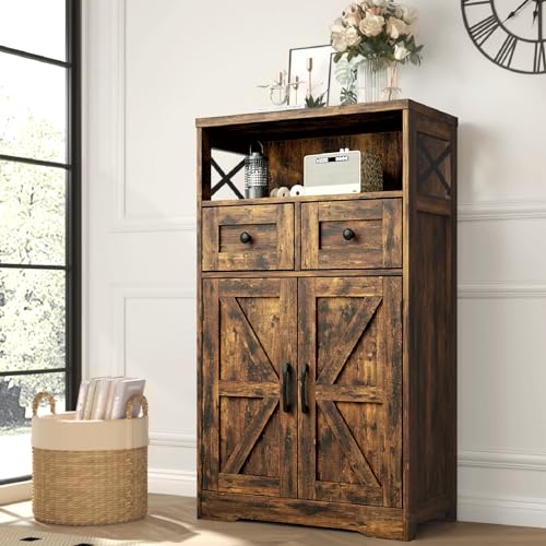 Befrases Farmhouse Storage Cabinet with Drawers and Shelves, Freestanding Kitchen