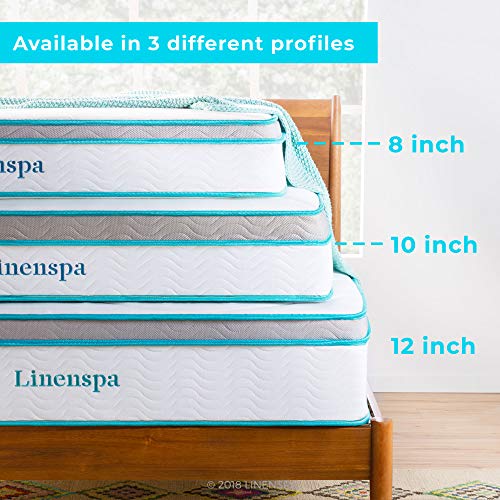 Linenspa 8 Inch Memory Foam and Innerspring Hybrid Mattress - Medium-Firm Feel - Twin