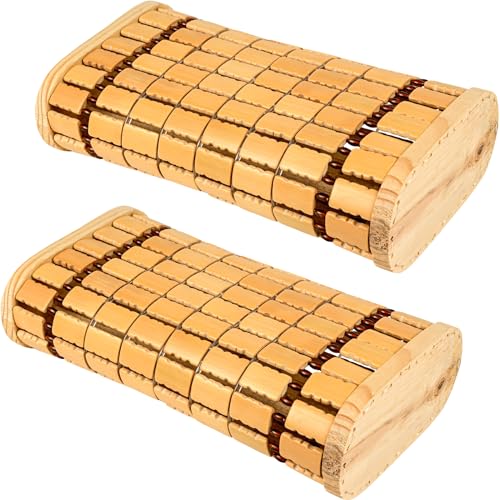 MAKCNMYM 2 Pack Bamboo Headrest Pillow Natural Sauna Neck Rest