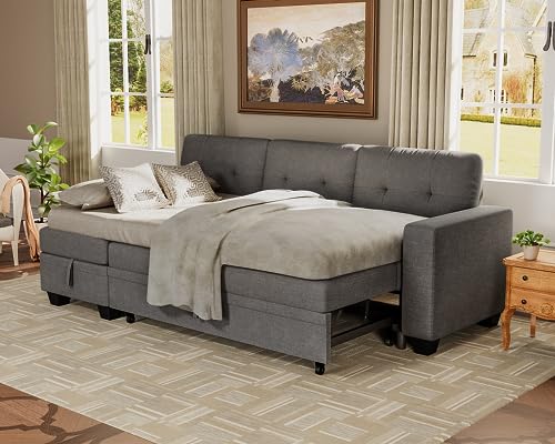 Flamaker Sleeper Sofa, Sofa Bed with Storage Chaise, L Shaped