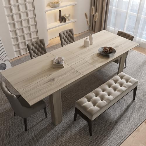 Extendable 6-8 Person Dining Room Table, Modern Minimalist Large Kitchen