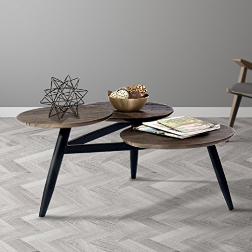 Small Coffee Table Round Mid Century Vintage with Metal Frame