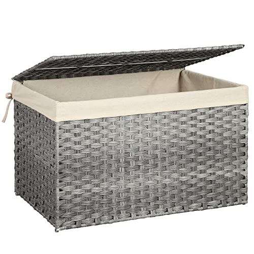 SONGMICS Storage Basket with Lid, 42.3 Gallon (160L) Storage Bin,