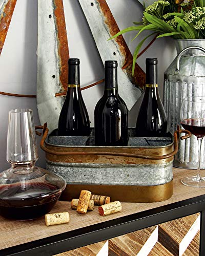 Deco 79 Metal Galvanized Wine Holder, 14 by 12-Inch