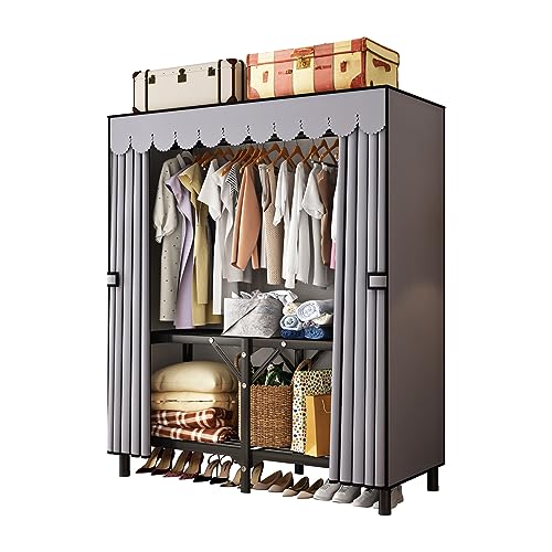 LEAIJIAFY Portable Foldable Wardrobe Closet for Hanging Clothes,Metal Standing Armoire