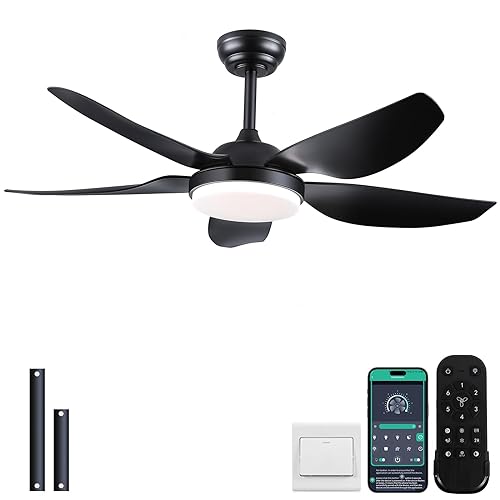 46 Inch Ceiling Fans with Lights and Remote/APP Control,Modern Downrods