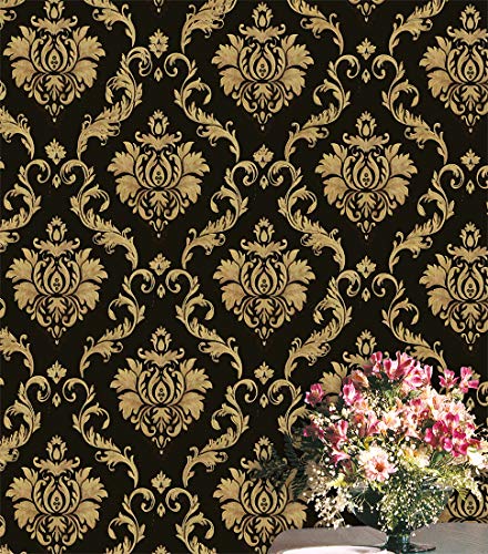 JZ·HOME 9433-10M Damask Peel and Stick Wallpaper 17.7" x 32.8ft