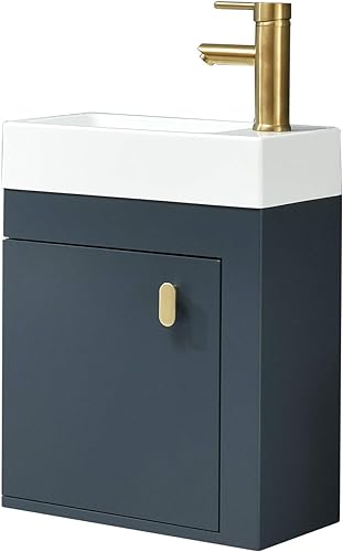 YOURLITE 16 inch Wall Mounted Floating Bathroom Vanity Sink Set