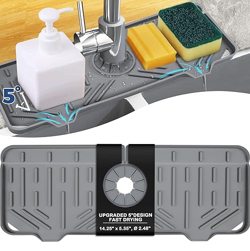 Silicone Faucet Handle Drip Catcher Tray Mat, Silicone Faucet Mat