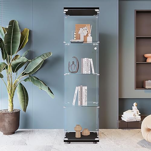 Beauty4U Glass Display Cabinet with 4 Shelves, Curio Cabinets for