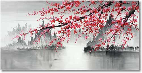 Hand Painted Plum Blossom Canvas Wall Art