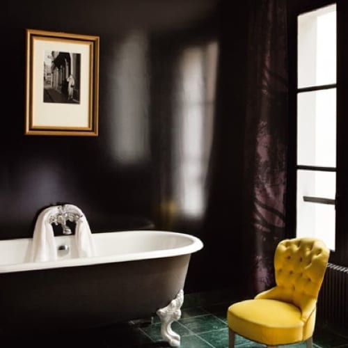 black and white clawfoot tub