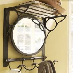 blackened iron rack and shelf