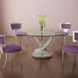 elite modern round glass dining table and dining chairs