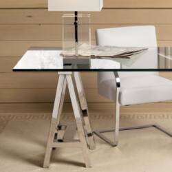 glass desk trestle table william sanoma
