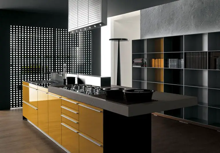 mustard yellow kitchen island