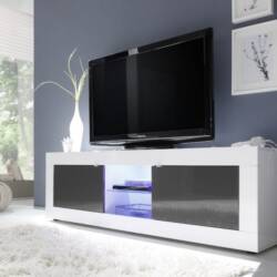 white gloss tv stand with lights